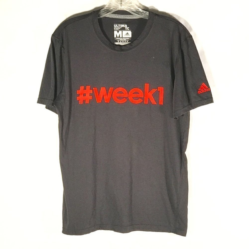 ADIDAS Men Medium Black Workout Athletic Tee Short Sleeve T Shirt - Picture 1 of 7